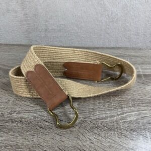 Chaps Beige Stretch Belt Women's L/XL Waist Elastic Jute bonded Leather